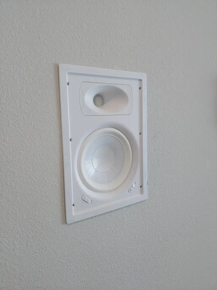 In-wall speaker with the grille off