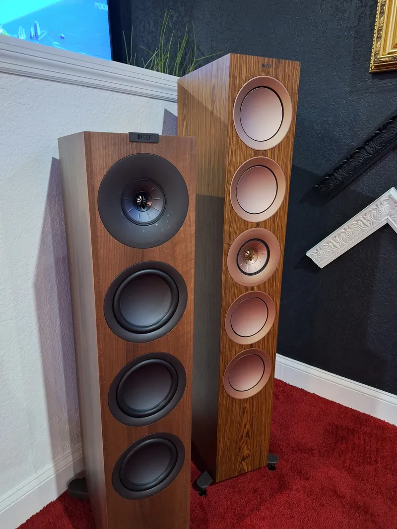 KEF floor-standing speakers in our showroom