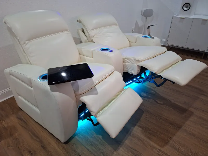 Theater recliners with lighting underneath