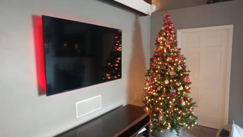 Large TV on a living room wall